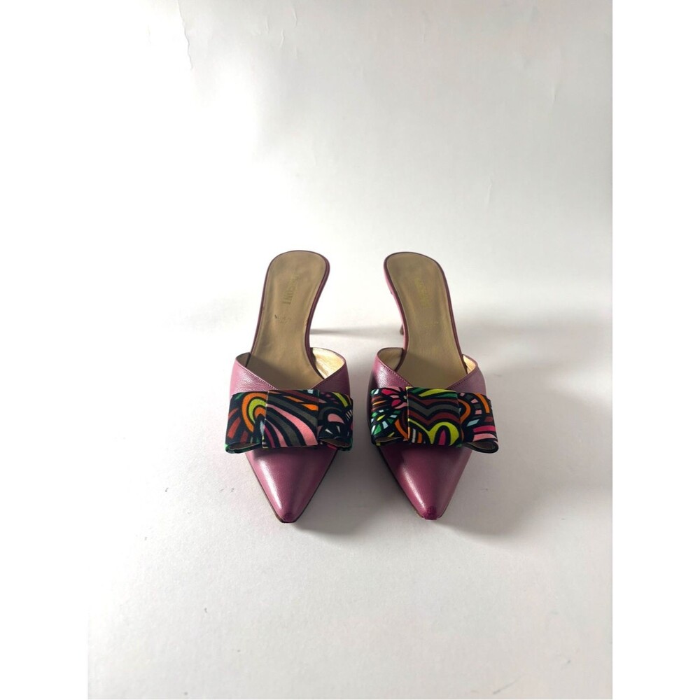 Missoni Pink Pointed-Toe Mules with Multicolor Bow